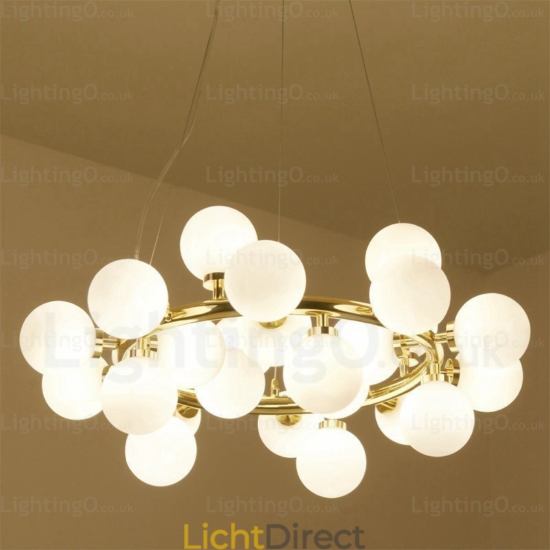 25-lichts Scandinavische hanglamp met glazen kap