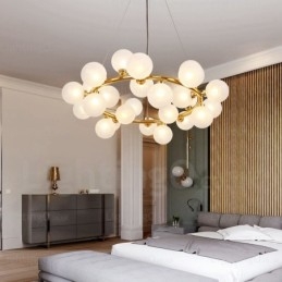 25-lichts Scandinavische hanglamp met glazen kap