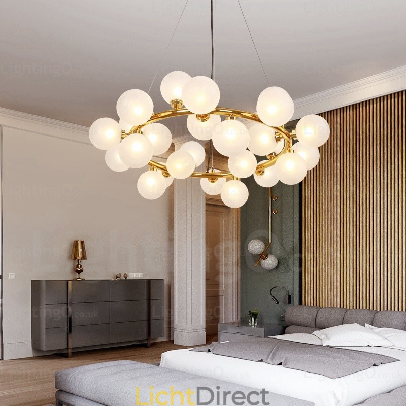 25-lichts Scandinavische hanglamp met glazen kap