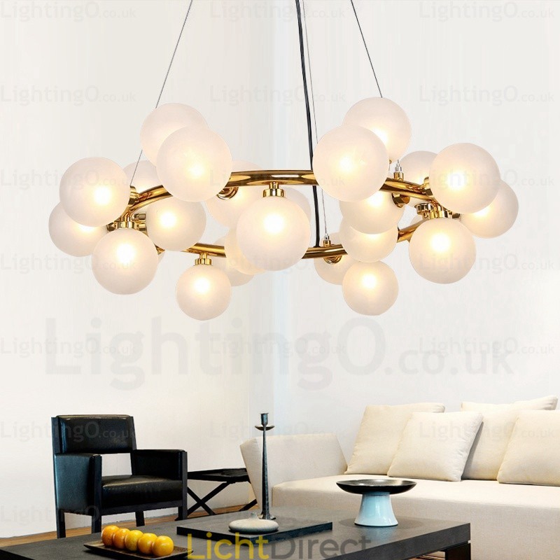 25-lichts Scandinavische hanglamp met glazen kap