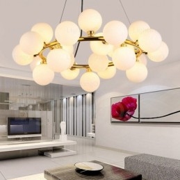 25-lichts Scandinavische hanglamp met glazen kap
