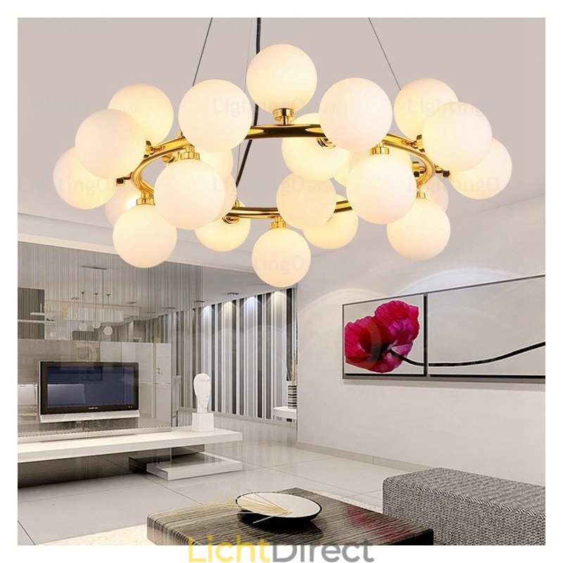 25-lichts Scandinavische hanglamp met glazen kap