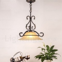 1-lichts landelijke rustieke hanglamp met glazen kap