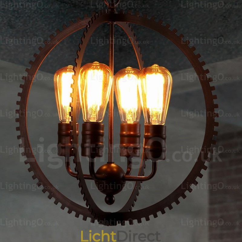 4-lichts vintage retro hanglamp