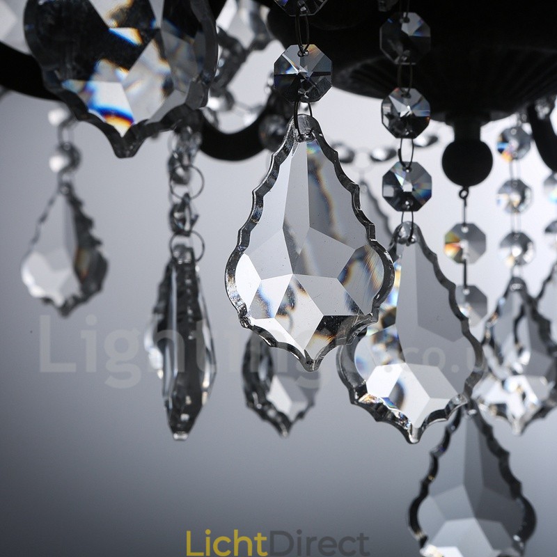 6 Lichts Diameter 60CM Vintage Kristal Schilderij Metalen Kroonluchter Roestig IJzer Kleur Hanglamp