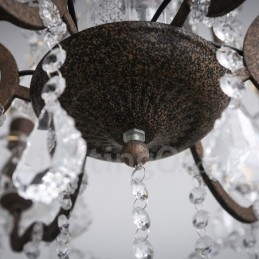 6 Lichts Diameter 60CM Vintage Kristal Schilderij Metalen Kroonluchter Roestig IJzer Kleur Hanglamp