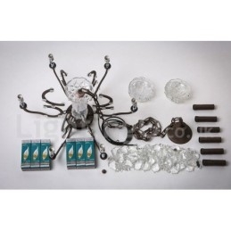 6 Lichts Diameter 60CM Vintage Kristal Schilderij Metalen Kroonluchter Roestig IJzer Kleur Hanglamp