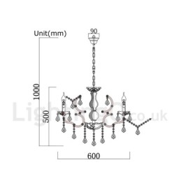 6 Lichts Diameter 60CM Vintage Kristal Schilderij Metalen Kroonluchter Roestig IJzer Kleur Hanglamp