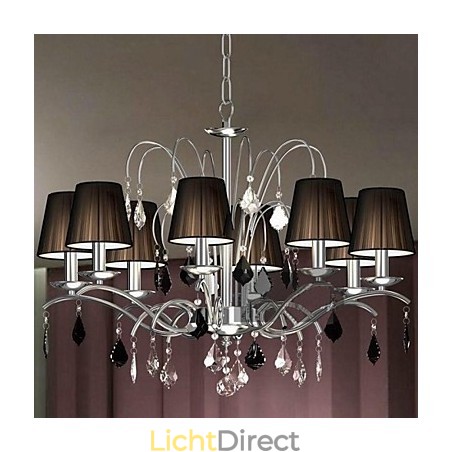 Stoffen lampenkap kristallen kroonluchter 8 lampen Stoffen lampenkap kristallen kroonluchter 8 lampen
