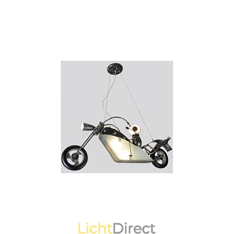 Nostalgische kinderjongen motorfiets ijzeren kroonluchter verlichting lampen