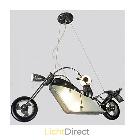 Nostalgische kinderjongen motorfiets ijzeren kroonluchter verlichting lampen