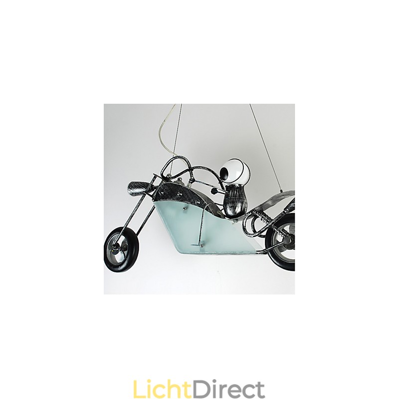 Nostalgische kinderjongen motorfiets ijzeren kroonluchter verlichting lampen