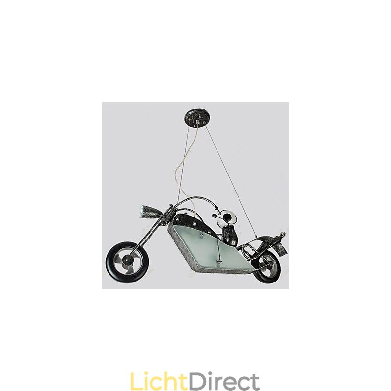 Nostalgische kinderjongen motorfiets ijzeren kroonluchter verlichting lampen