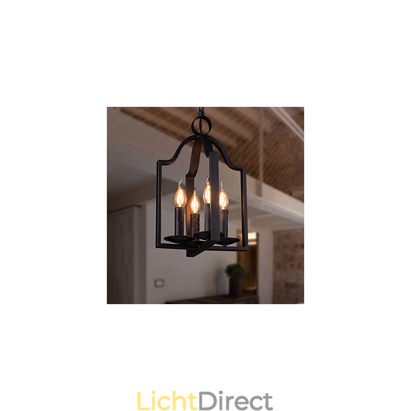 4-lichts vintage minimalistische ijzeren schilderij hanglamp