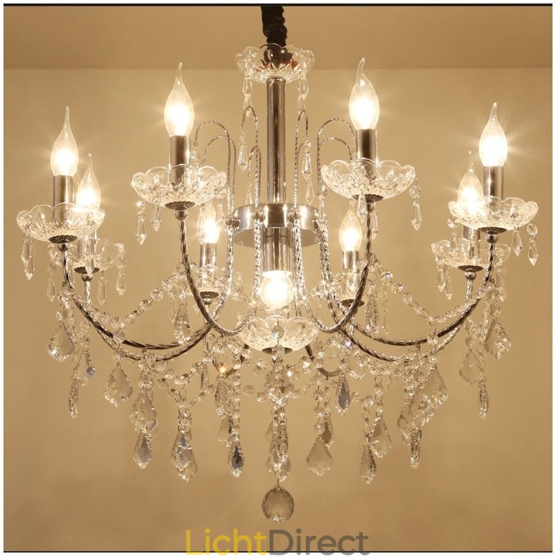 Elegante kristallen kroonluchter met 9 lampen