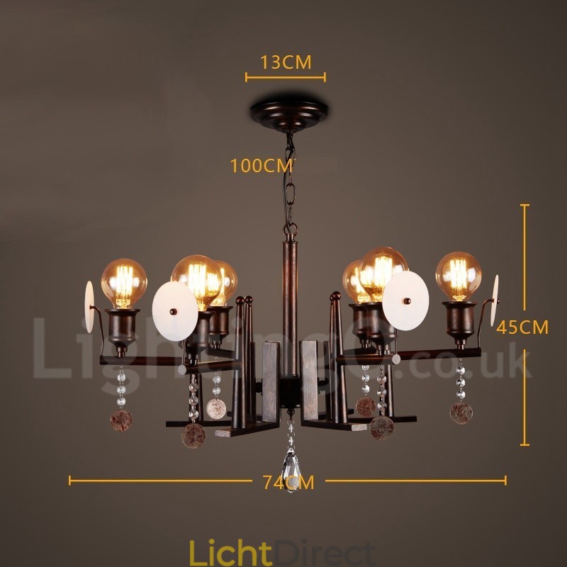 Industriële stijl stalen acryl kristal verlichting winkel hanglamp kroonluchter licht