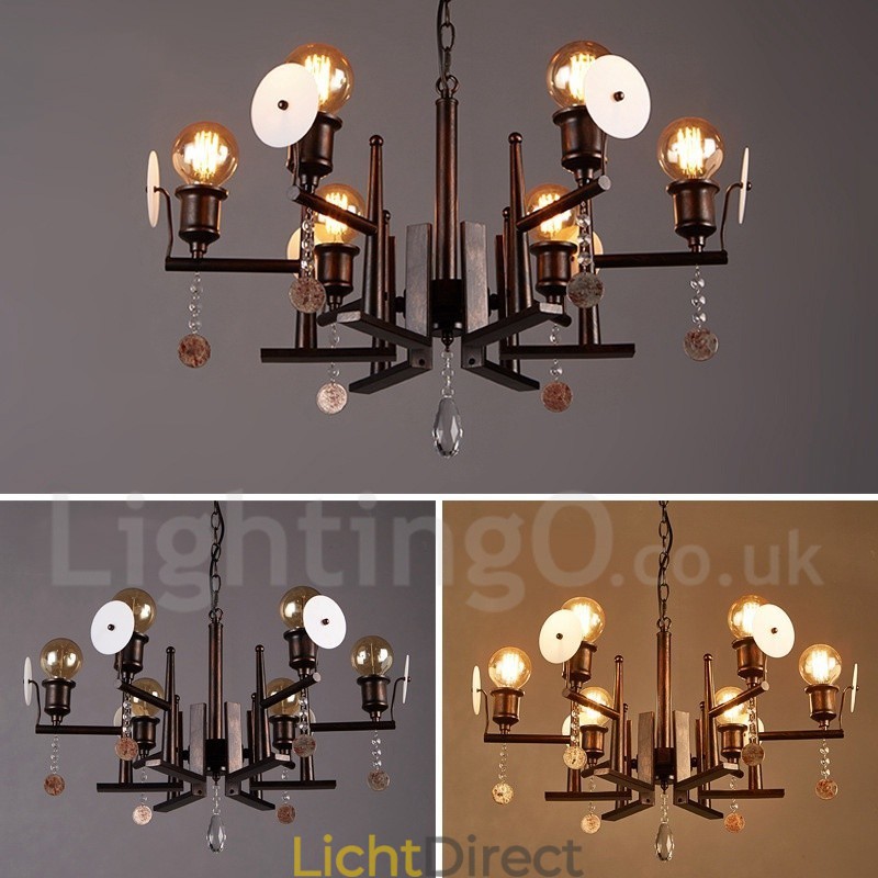 Industriële stijl stalen acryl kristal verlichting winkel hanglamp kroonluchter licht