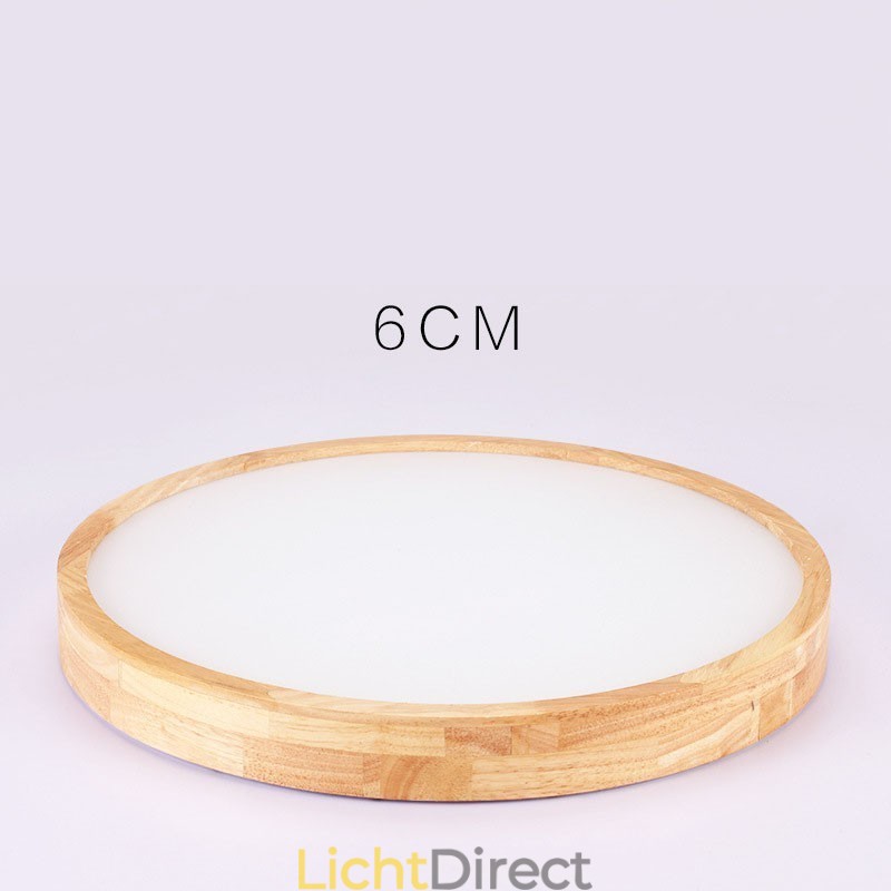 Ultradunne ronde plafondlamp van hout, plafondlamp van massief hout en acryl, Nordic Lights