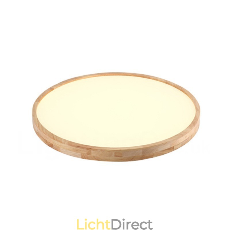 Ultradunne ronde plafondlamp van hout, plafondlamp van massief hout en acryl, Nordic Lights