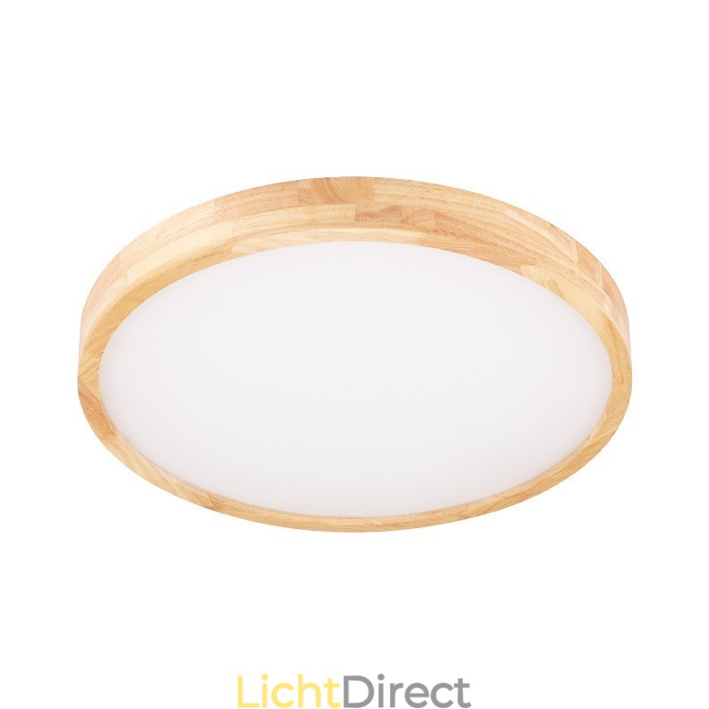 Ultradunne ronde plafondlamp van hout, plafondlamp van massief hout en acryl, Nordic Lights