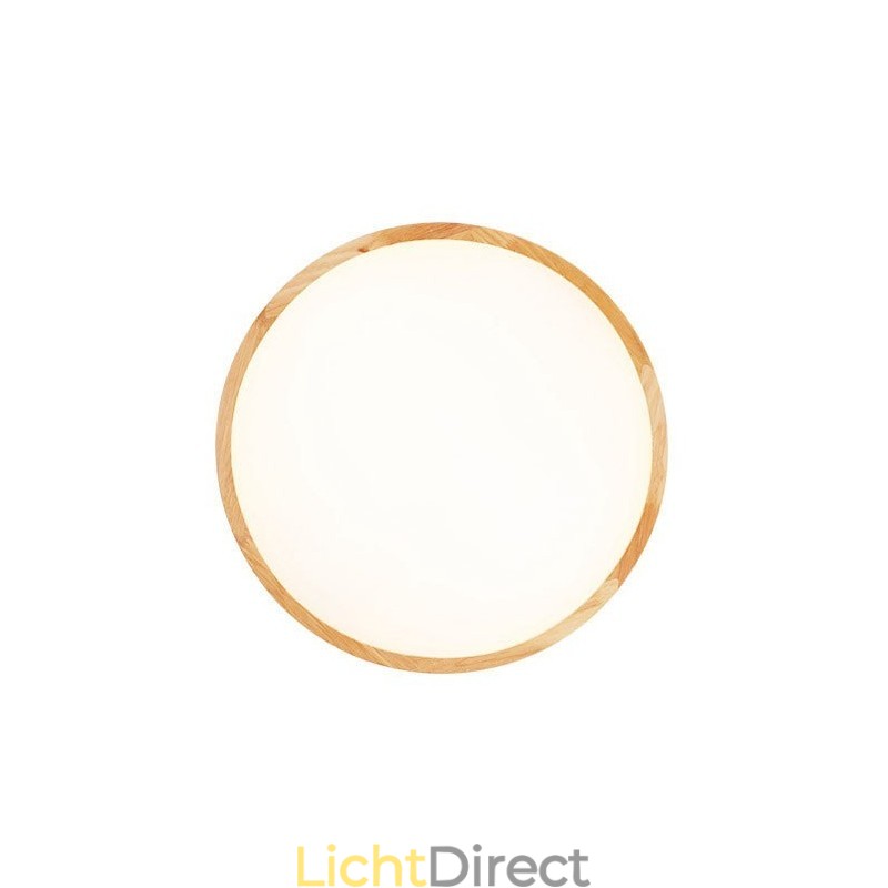 Ultradunne ronde plafondlamp van hout, plafondlamp van massief hout en acryl, Nordic Lights