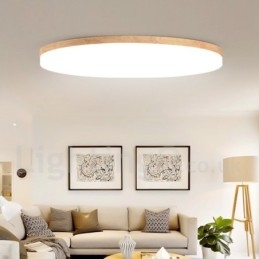 Nordic Ronde Plafondlamp Eenvoudige Moderne Massief Houten Lamp Ultradunne Plafondlamp
