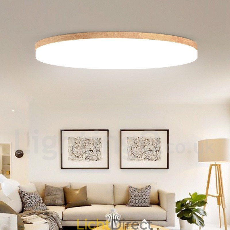Nordic Ronde Plafondlamp Eenvoudige Moderne Massief Houten Lamp Ultradunne Plafondlamp