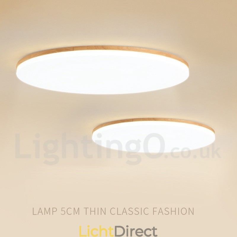 Nordic Ronde Plafondlamp Eenvoudige Moderne Massief Houten Lamp Ultradunne Plafondlamp