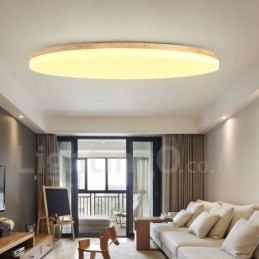 Nordic Ronde Plafondlamp Eenvoudige Moderne Massief Houten Lamp Ultradunne Plafondlamp