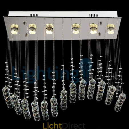 Moderne eigentijdse kroonluchter, plafondlamp, kristallen regendruppellamp