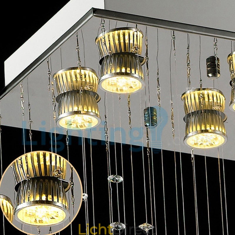 Moderne eigentijdse kroonluchter, plafondlamp, kristallen regendruppellamp