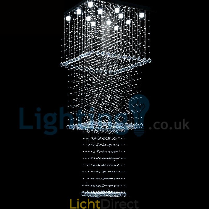 Moderne eigentijdse kroonluchter, plafondlamp, kristallen regendruppellamp