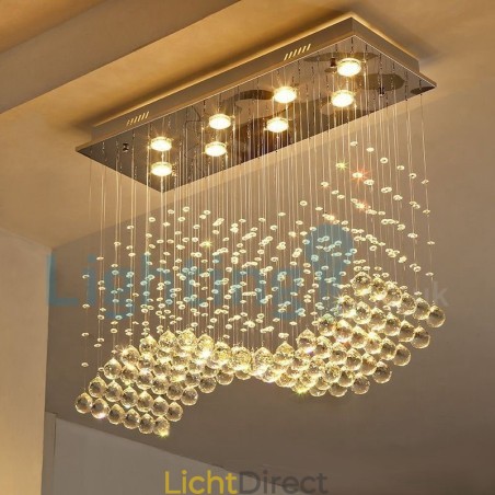 Moderne eigentijdse kroonluchter, plafondlamp, kristallen regendruppellamp Moderne eigentijdse kroonluchter, plafondlamp, kristallen regendruppellamp