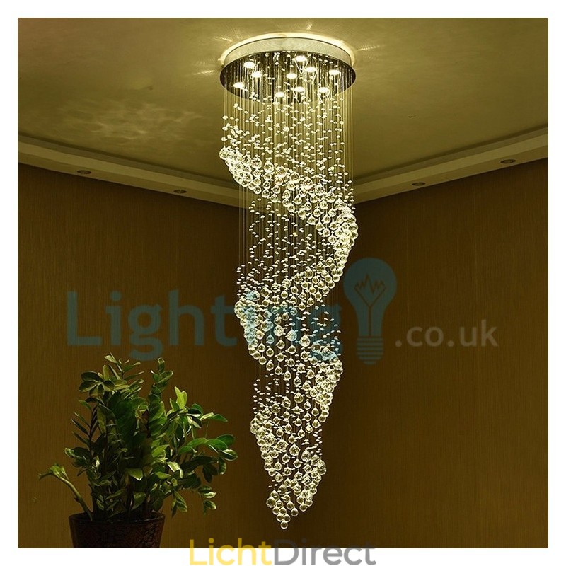 Moderne eigentijdse kroonluchter, plafondlamp, kristallen regendruppellamp