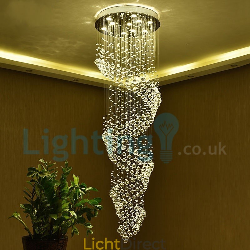 Moderne eigentijdse kroonluchter, plafondlamp, kristallen regendruppellamp