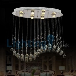 Moderne eigentijdse kroonluchter, plafondlamp, kristallen regendruppellamp