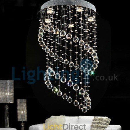 Moderne eigentijdse kroonluchter, plafondlamp, kristallen regendruppellamp