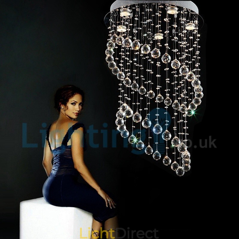 Moderne eigentijdse kroonluchter, plafondlamp, kristallen regendruppellamp