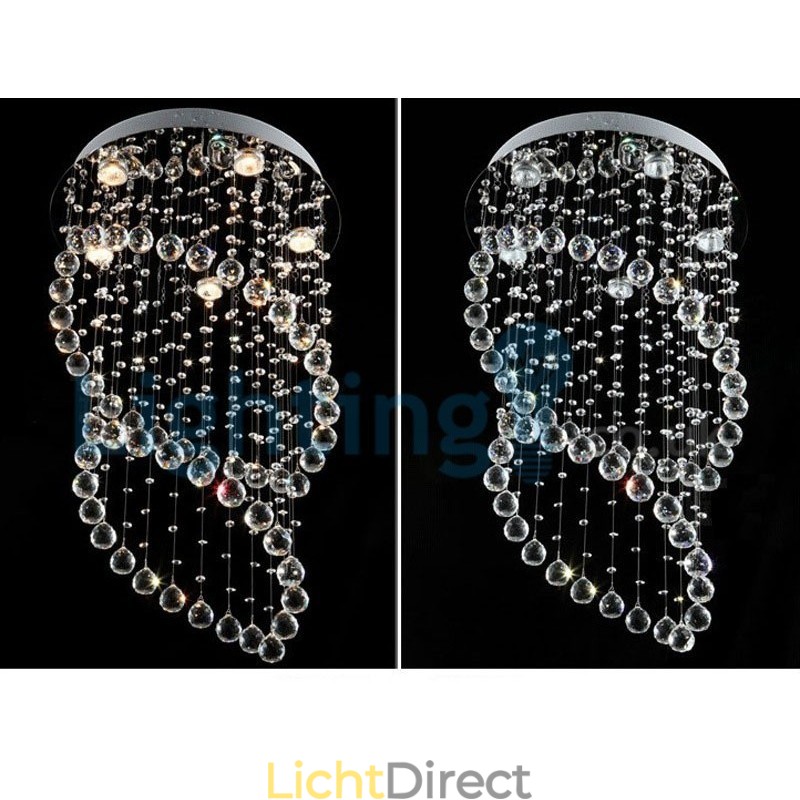 Moderne eigentijdse kroonluchter, plafondlamp, kristallen regendruppellamp