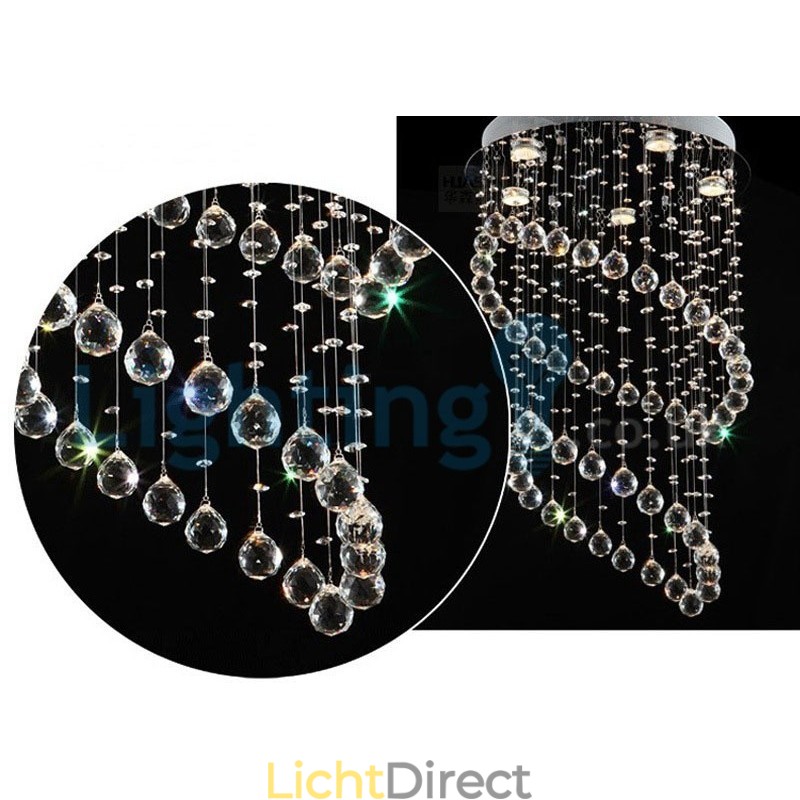 Moderne eigentijdse kroonluchter, plafondlamp, kristallen regendruppellamp