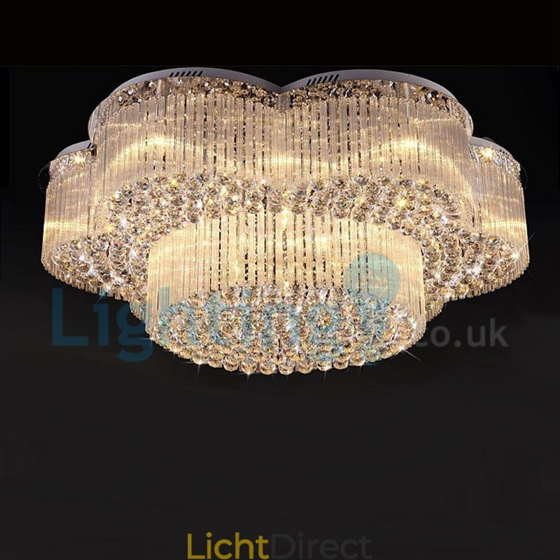 Moderne eigentijdse kroonluchter, plafondlamp, kristallen regendruppellamp