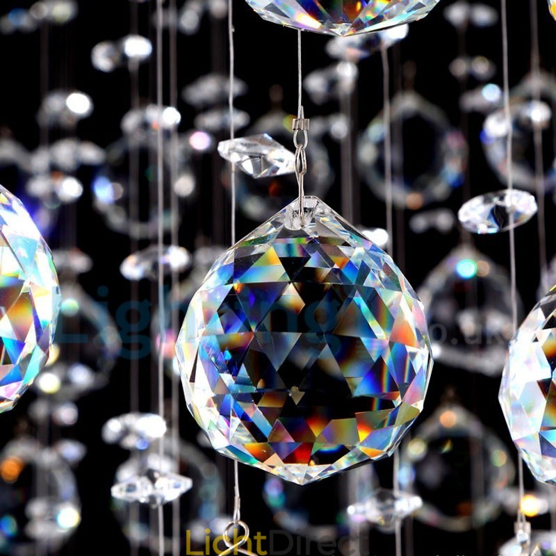 Moderne eigentijdse kroonluchter, plafondlamp, kristallen regendruppellamp