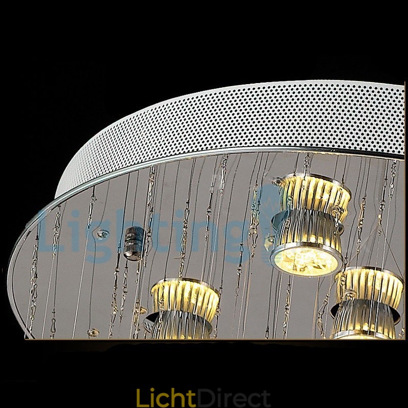 Moderne eigentijdse kroonluchter, plafondlamp, kristallen regendruppellamp