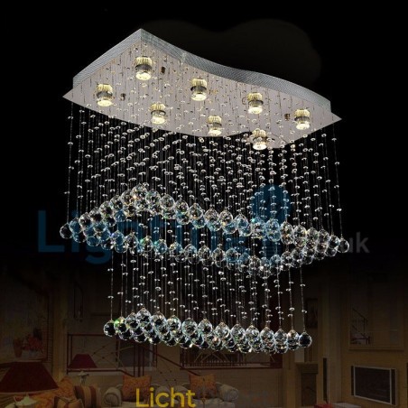 Moderne eigentijdse kroonluchter, plafondlamp, kristallen regendruppellamp Moderne eigentijdse kroonluchter, plafondlamp, kristallen regendruppellamp