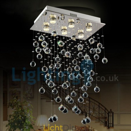 Moderne eigentijdse kroonluchter, plafondlamp, kristallen regendruppellamp Moderne eigentijdse kroonluchter, plafondlamp, kristallen regendruppellamp