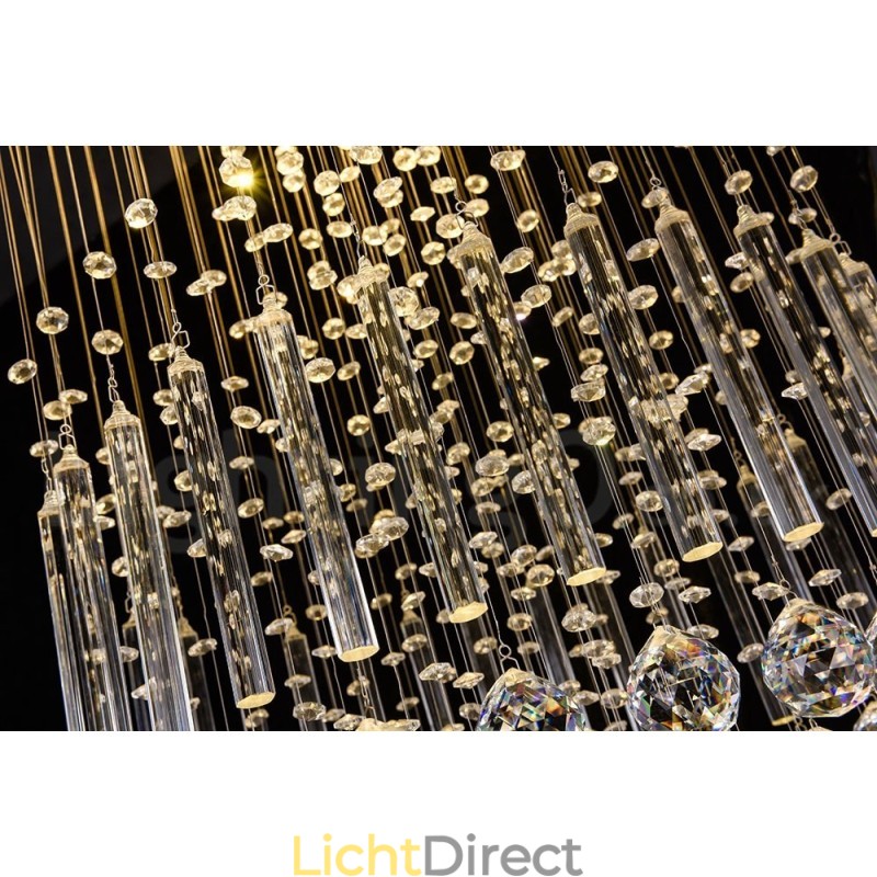 Moderne eigentijdse kroonluchter, plafondlamp, kristallen regendruppellamp