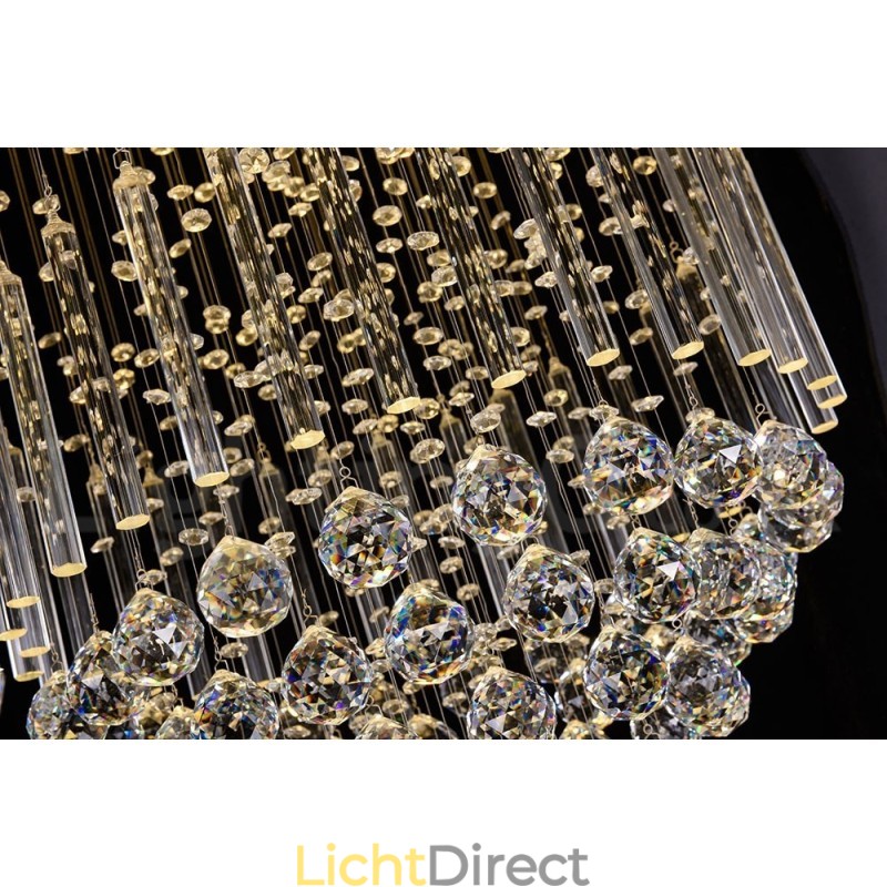 Moderne eigentijdse kroonluchter, plafondlamp, kristallen regendruppellamp