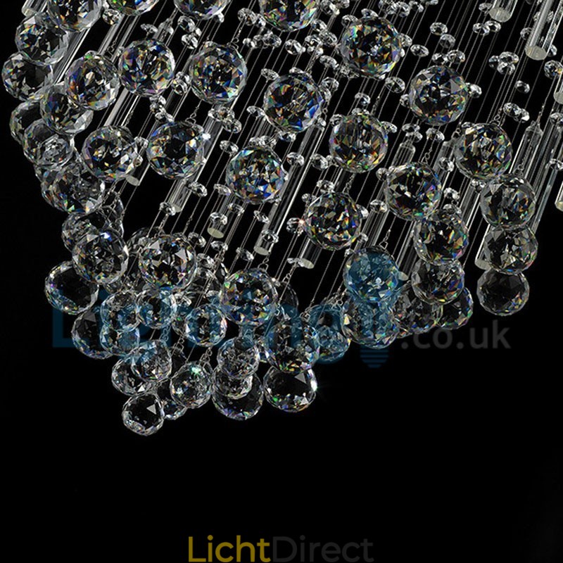 Moderne eigentijdse kroonluchter, plafondlamp, kristallen regendruppellamp