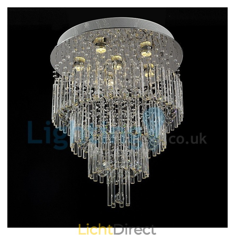 Moderne eigentijdse kroonluchter, plafondlamp, kristallen regendruppellamp