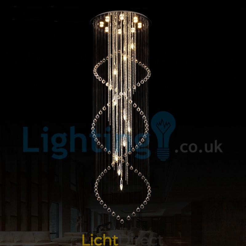 Moderne eigentijdse kroonluchter, plafondlamp, kristallen regendruppellamp